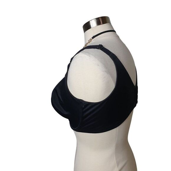 Women's 42DDD Bra Plus Size Unlined Black Silky Thick Straps Underwire 42F - Picture 4 of 8